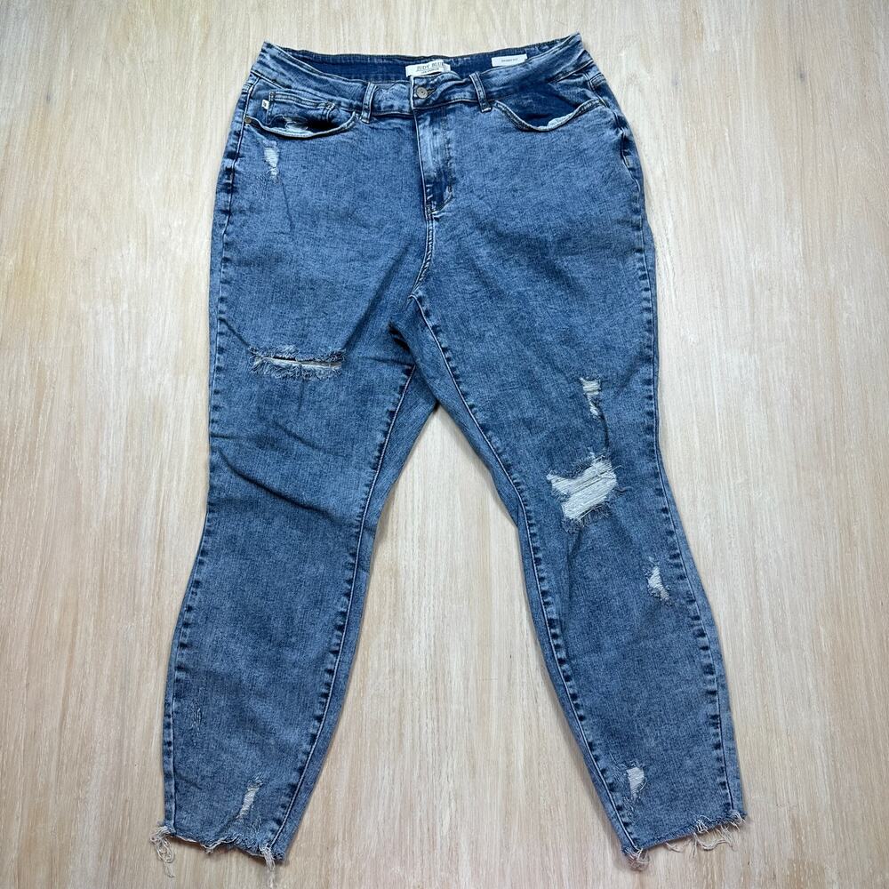 Judy Blue Skinny Fit Distressed Raw Hem Stretch Medium Wash Plus Denim Jeans 20W